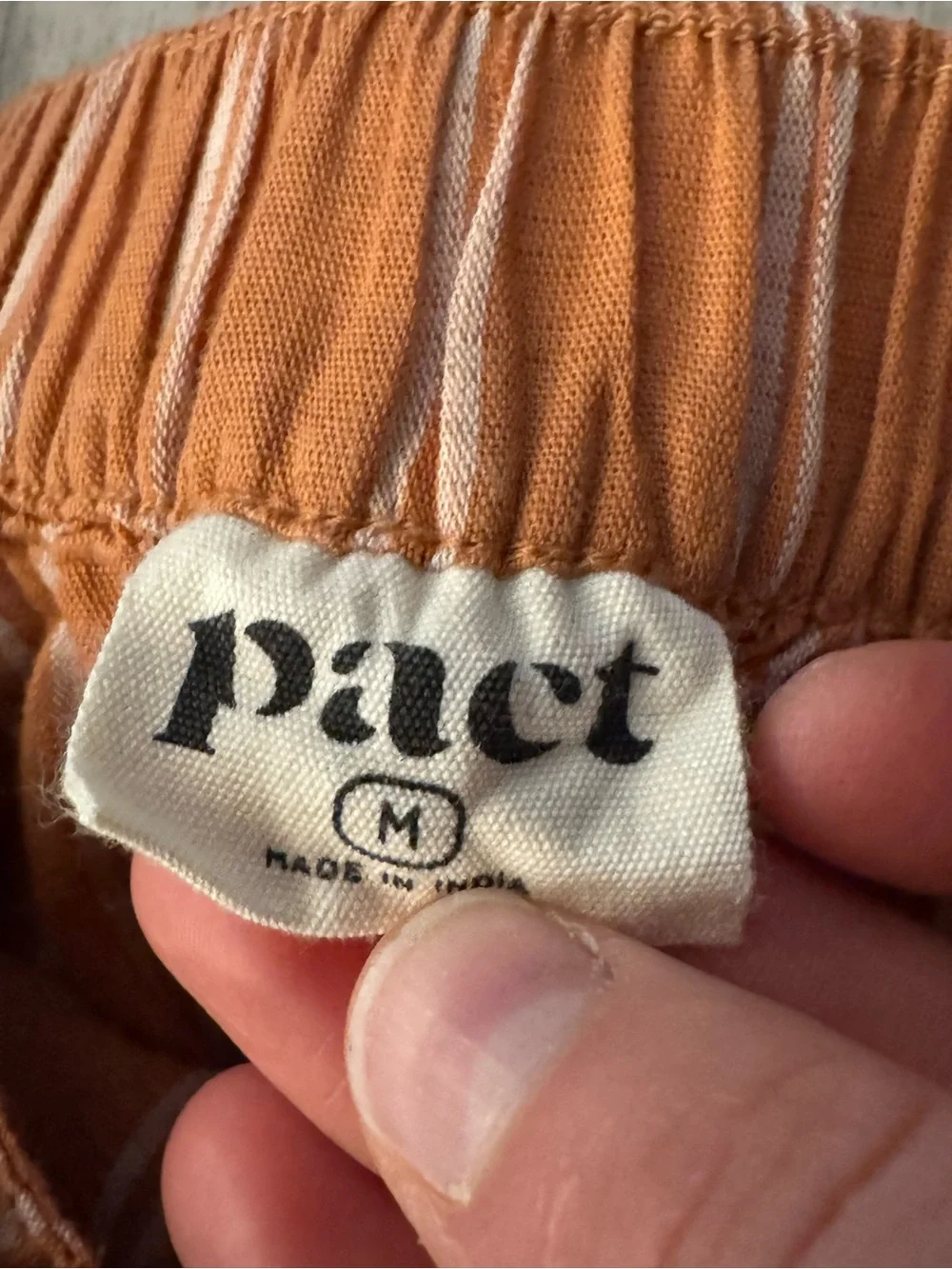 Pact Rust Orange Striped Midi Skirt Organic - Size M